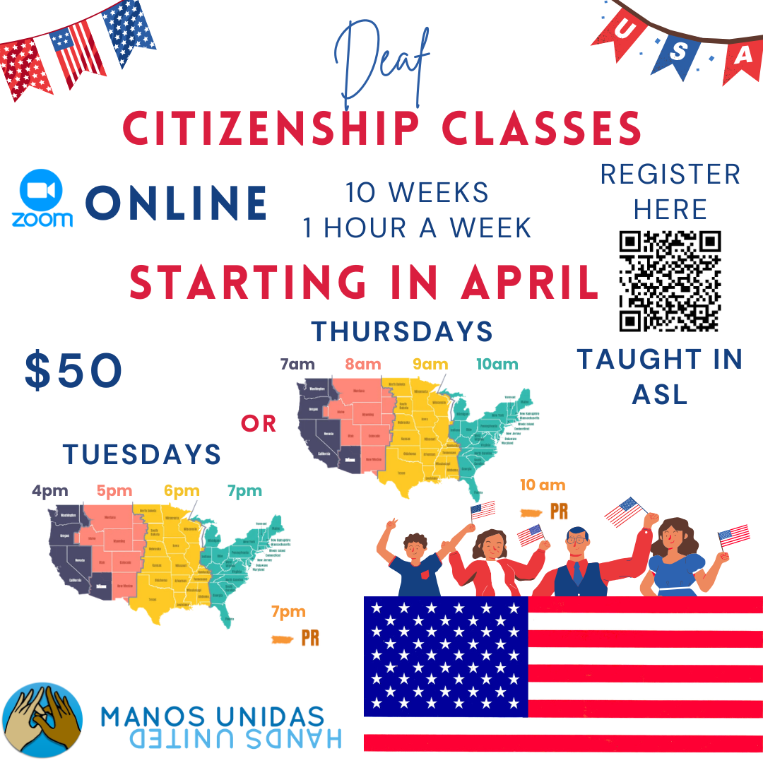 Deaf citizenship class flyer English