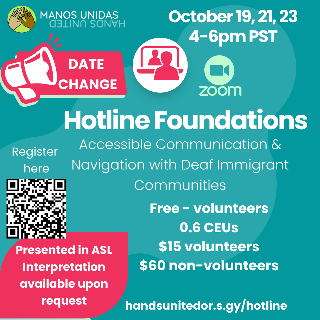Hotline Foundations training October 19, 21 and 23